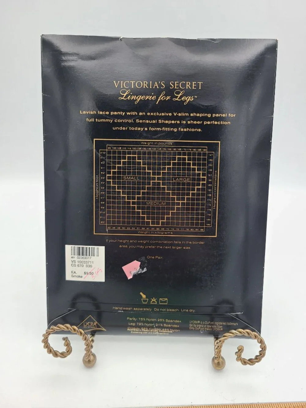 Vintage Victoria's Secret Sensual Shapers Pantyhose Smoke Small NIP